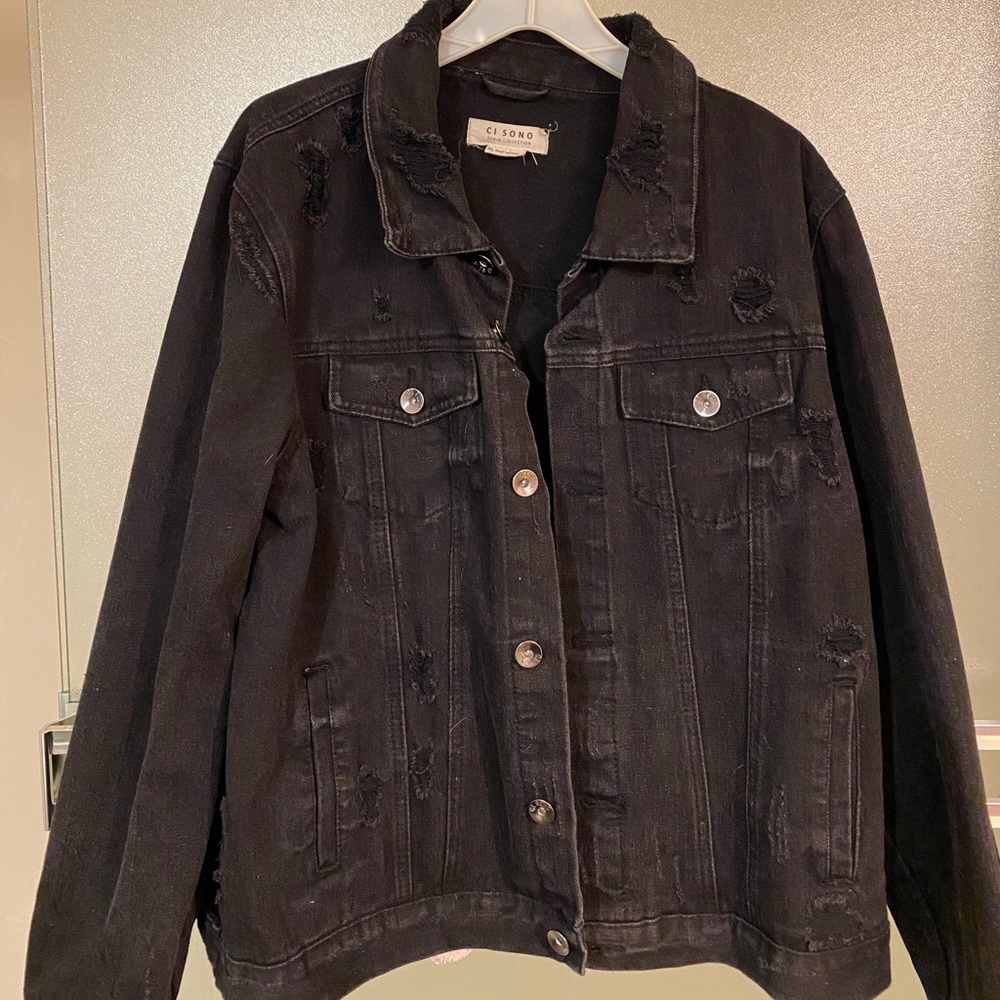 Black ripped jean jacket